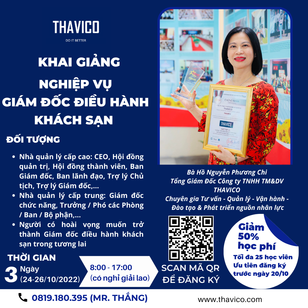 Khóa đào tạo nghiệp vụ Giám đốc điều hành khách sạn 