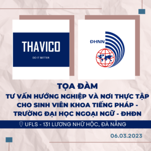 Poster tọa đàm tư vấn hướng nghiệp và giới thiệu nơi thực tập cho sinh viên Khoa Tiếng Pháp Trường Đại Học Ngoại Ngữ - Đại học Đà Nẵng
